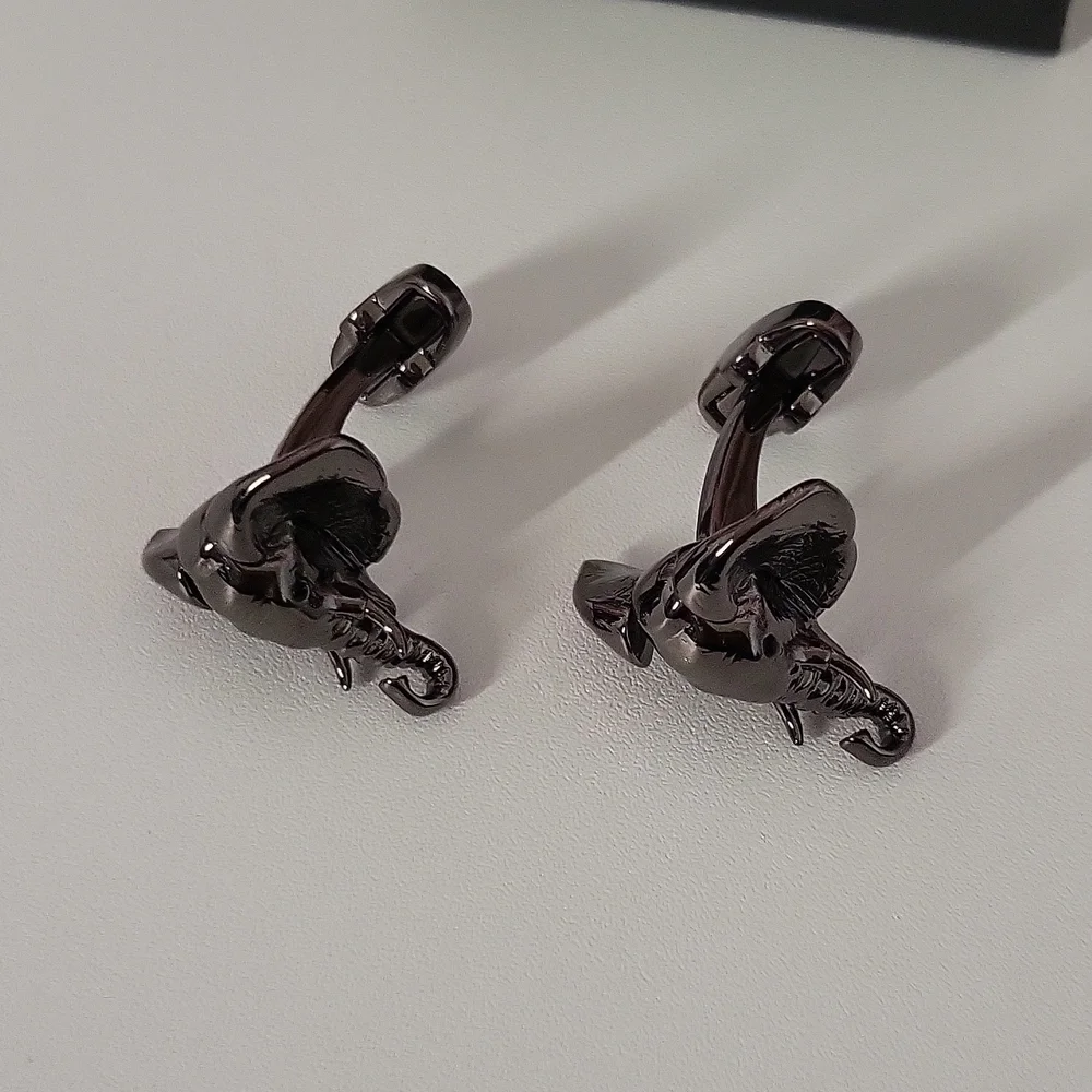 Caperci Men's Animal Elephant Head Shirt Cufflinks - Picture 2 of 8